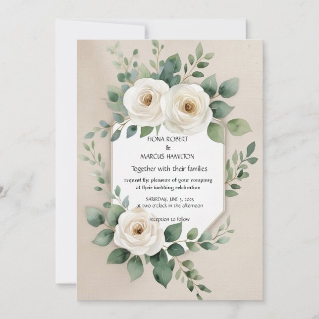 Rustique Boho Floral Élégant Mariage Invitation (Devant)