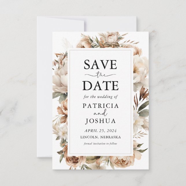 Rustique Boho Floral Wedding Enregistrer La Carte  (Devant)