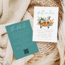Rustique Boho Invitation Mariage Automnal à Code Q