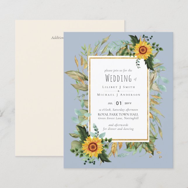 Rustique BOHO Sunflowers Mariage de verdure (Devant / Derrière)