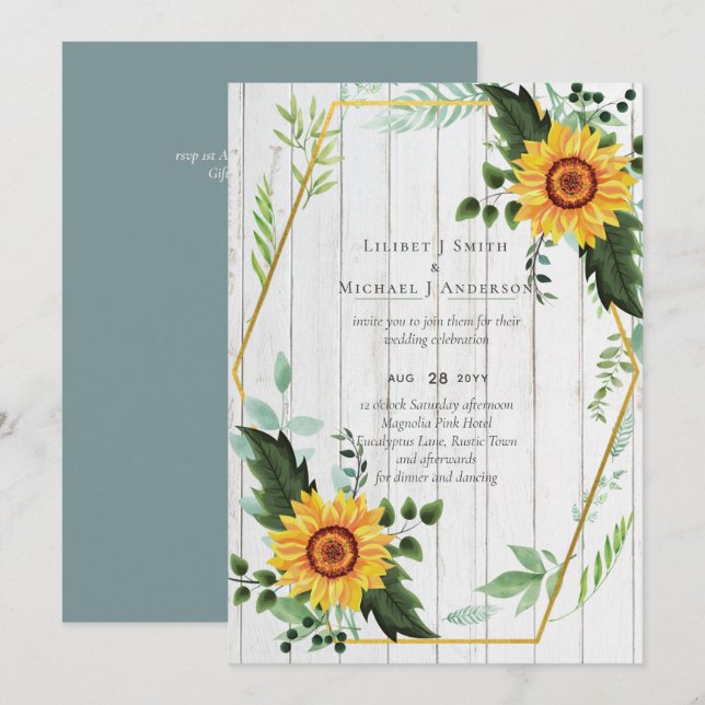 Rustique BOHO Sunflowers Mariage de verdure (Devant / Derrière)