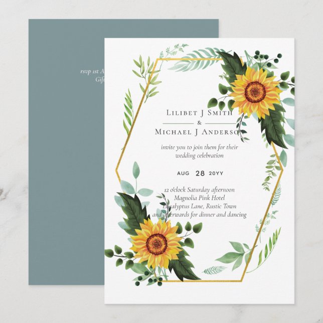 Rustique BOHO Sunflowers Mariage de verdure (Devant / Derrière)