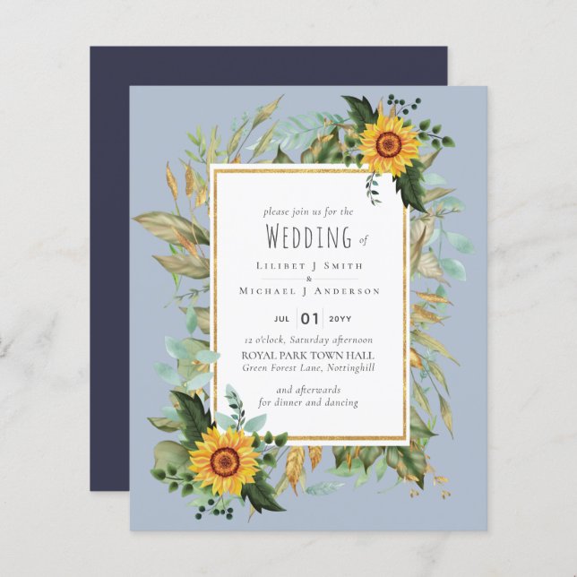 Rustique BOHO Sunflowers Mariage de verdure (Devant / Derrière)