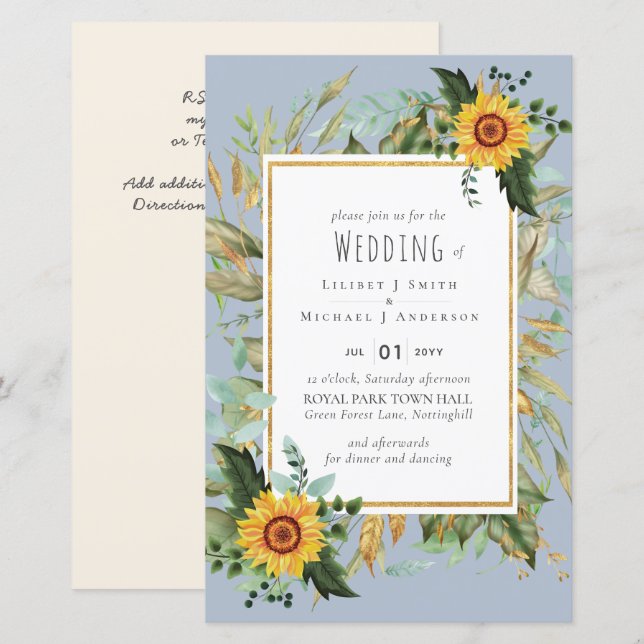 Rustique BOHO Sunflowers Mariage de verdure (Devant / Derrière)