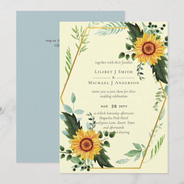 Rustique BOHO Sunflowers Mariage de verdure (Devant / Derrière)