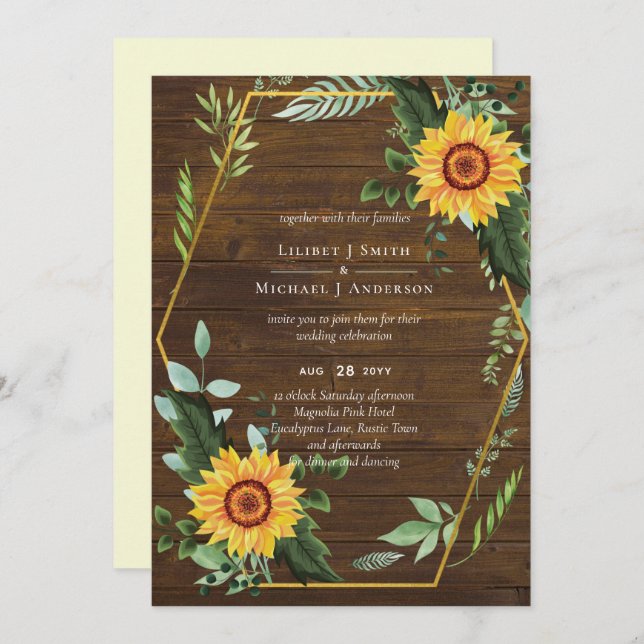 Rustique BOHO Sunflowers Mariage de verdure (Devant / Derrière)