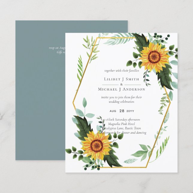 Rustique BOHO Sunflowers Mariage de verdure (Devant / Derrière)