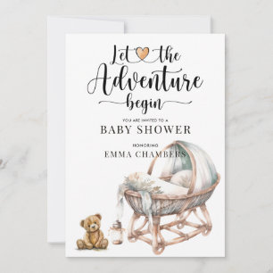 Rustique Boho Wood Crib Boy Baby shower Invitation