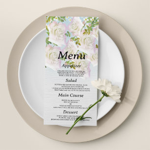 Rustique bois blanc rose menthe rose Menu Mariage