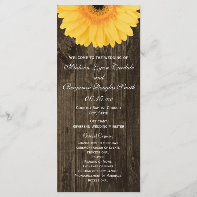 Rustique Bois Jaune Gerber Daisy Programmes de mar (Devant)