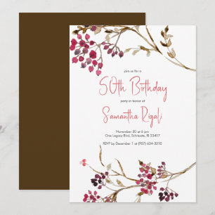 Rustique Botanique 50e anniversaire Invitations