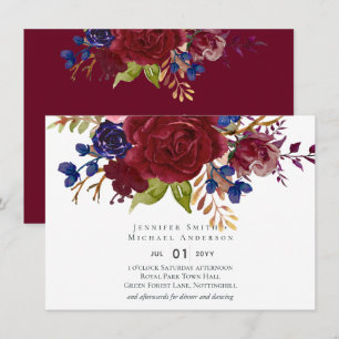 Rustique Bourgogne Bleu Floral Budget Mariage Invi