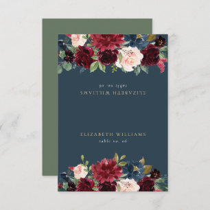 Rustique Bourgogne & Marine Bleu Nom d'hôte Carte