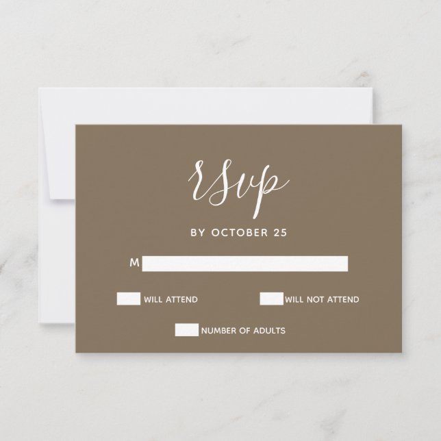 Rustique Brown Calligraphie simple Moderne RSVP (Devant)