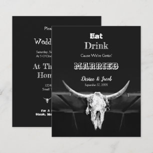 Rustique Budget Black Eat Drink Married Bull Skull