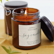 Rustique Burlap Étiquette de bougie de soja