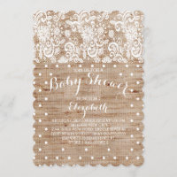 Rustique Burlap Lace Baby shower neutre Invitation