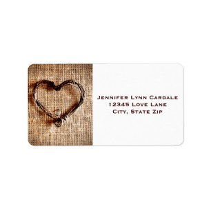 Rustique Burlap Lace Twine Heart Étiquettes de adr