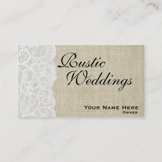Rustique Burlap & Lace Wedding planner Carte de vi (Devant)