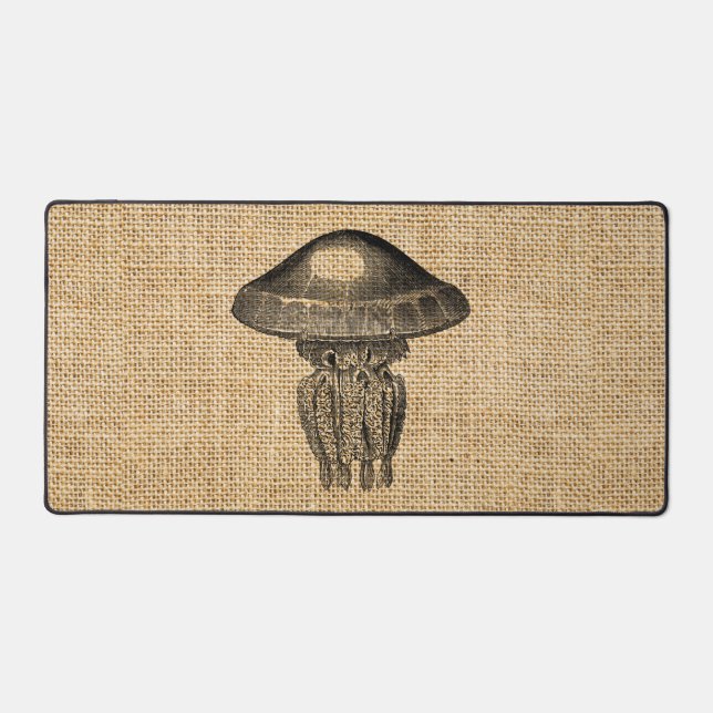 Rustique Burlap Photo Image Jellyfish Design (Recto)