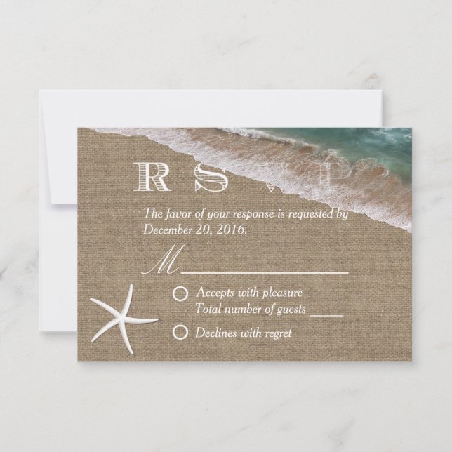 Rustique Burlap Starfish Beach Wedding RSVP (Devant)