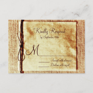 Rustique Burlap Twine Perdu Mariage Cartes RSVP
