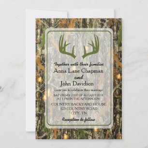 Rustique Camo Antler Faire-part de mariage