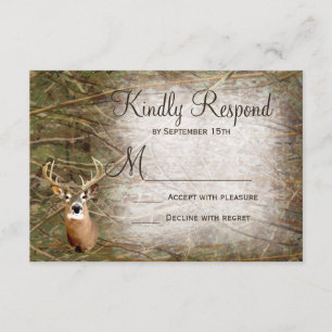 Rustique Camo Chasse Deer Antlers Mariage RSVP