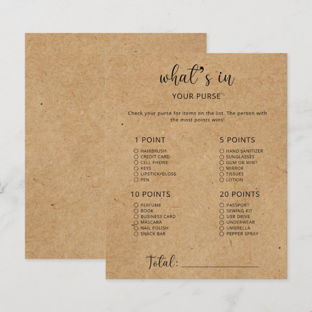 Rustique - Ce qui se trouve dans votre baby shower (Devant / Derrière)