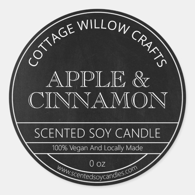 Rustique Chalkboard Black Soy Candle Étiquette (Devant)