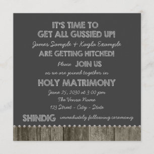 Rustique Chalkboard Redneck Wedding Invitations