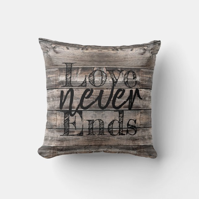 rustique chic AMOUR NE FINIT JAMAIS | Oreiller (Recto)