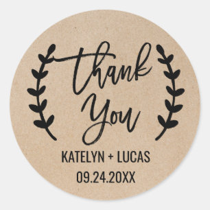 Rustique Chic Merci Mariage Favoriser Stickers