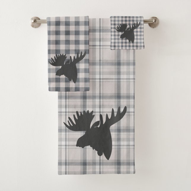 Rustique Cosy Ferme Plaid Moose Silhouette Bain (En situation)