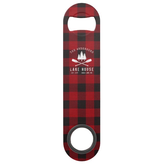 Rustique Country Lake House Tree Red Buffalo Plaid (Devant)