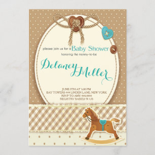 Rustique Cowboy Horsey Baby shower Boy Invitations