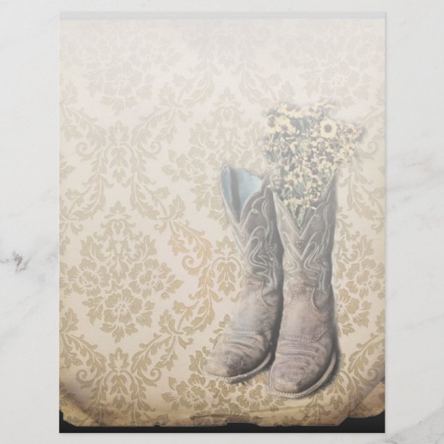 rustique damassé western country cowboy boot (Devant)