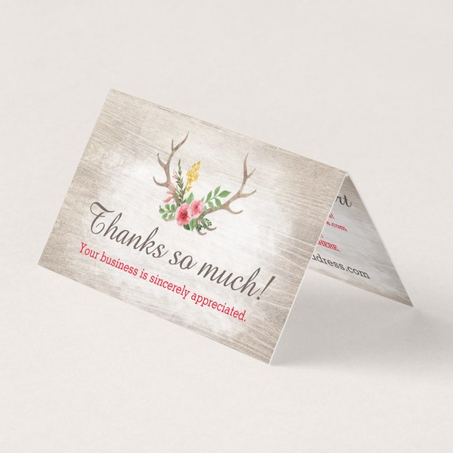 Rustique Deer Antler Bohème Floral Merci (Front)