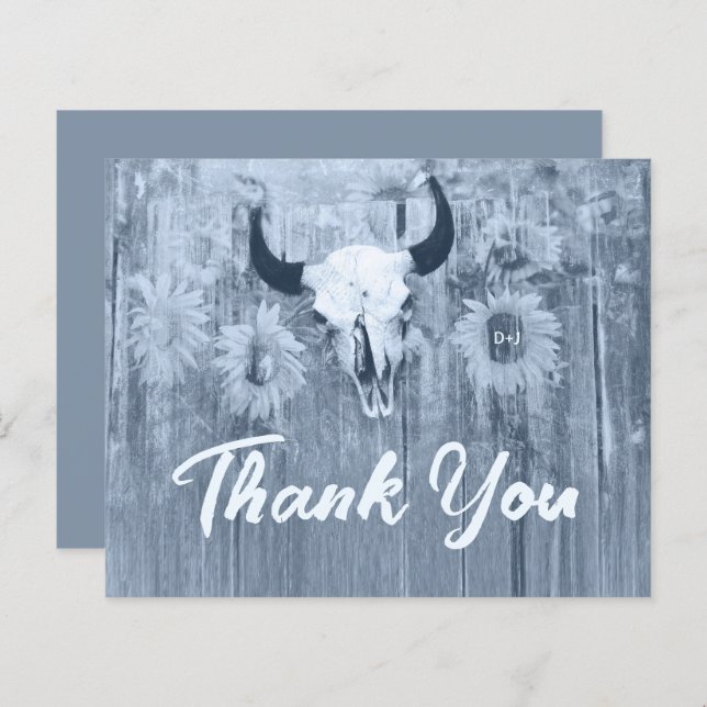 Rustique Dusty Blue Sunflowers Bull budget crâne (Devant / Derrière)