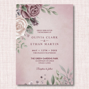 Rustique Dusty Rose Floral Bouquet rose Invitation
