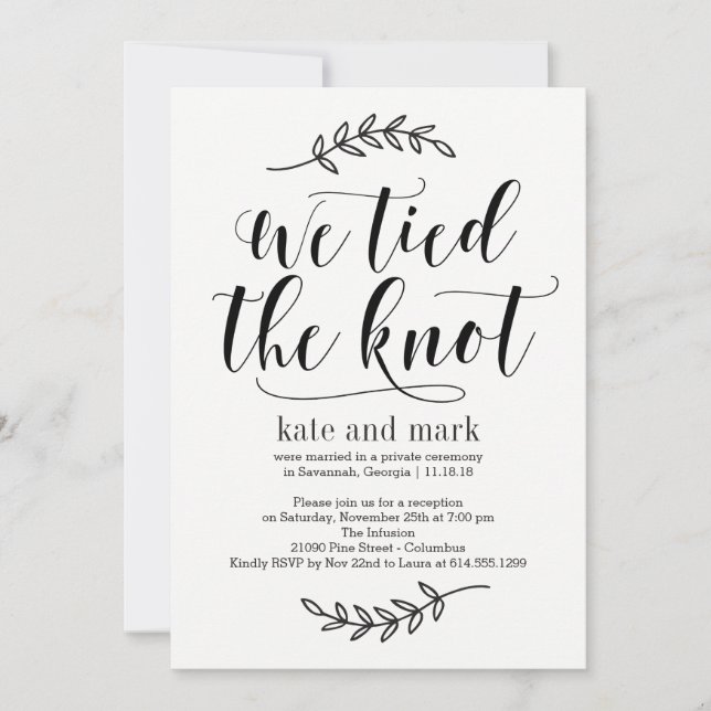 Rustique Elegance Mariage Elopement Invitation (Devant)
