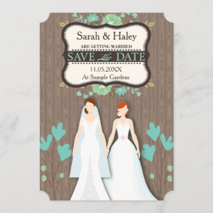 Rustique Enregistrer la carte de date, deux mariée