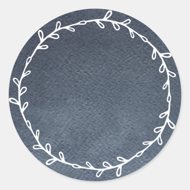 Rustique Étiquette Écrite Bleu Foncé Vierge (Devant)