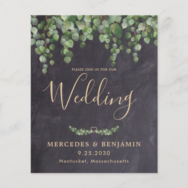Rustique Eucalyptus Budget QR Code Mariage Inviter (Devant)