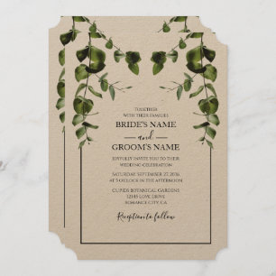 Rustique Eucalyptus Feuilles de mariage Invitation