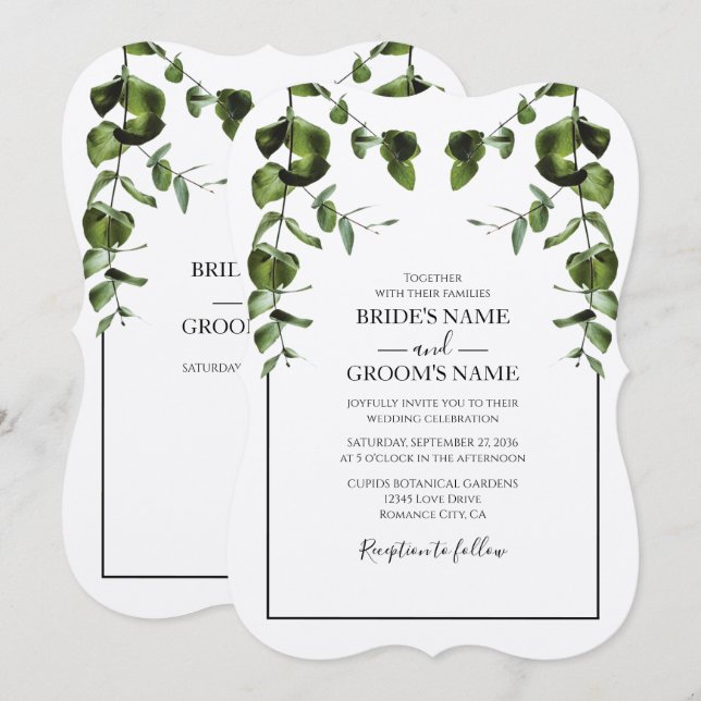 Rustique Eucalyptus Feuilles de mariage Invitation (Devant / Derrière)