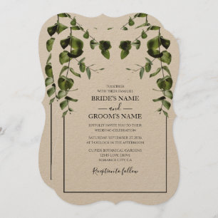 Rustique Eucalyptus Feuilles de mariage Invitation