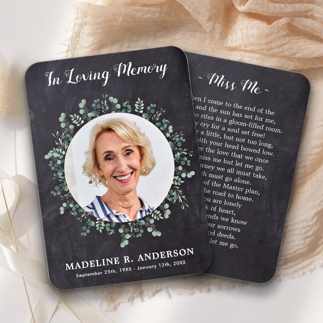 Rustique Eucalyptus Photo Carte de prière mémorial (Créateur téléchargé)