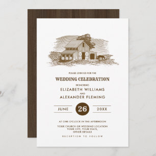 rustique   Ferme   Invitations de mariage en bois