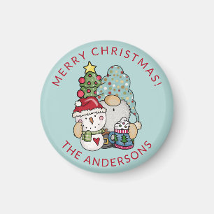 Rustique Festif Gnome Snowman Magnet de Noël